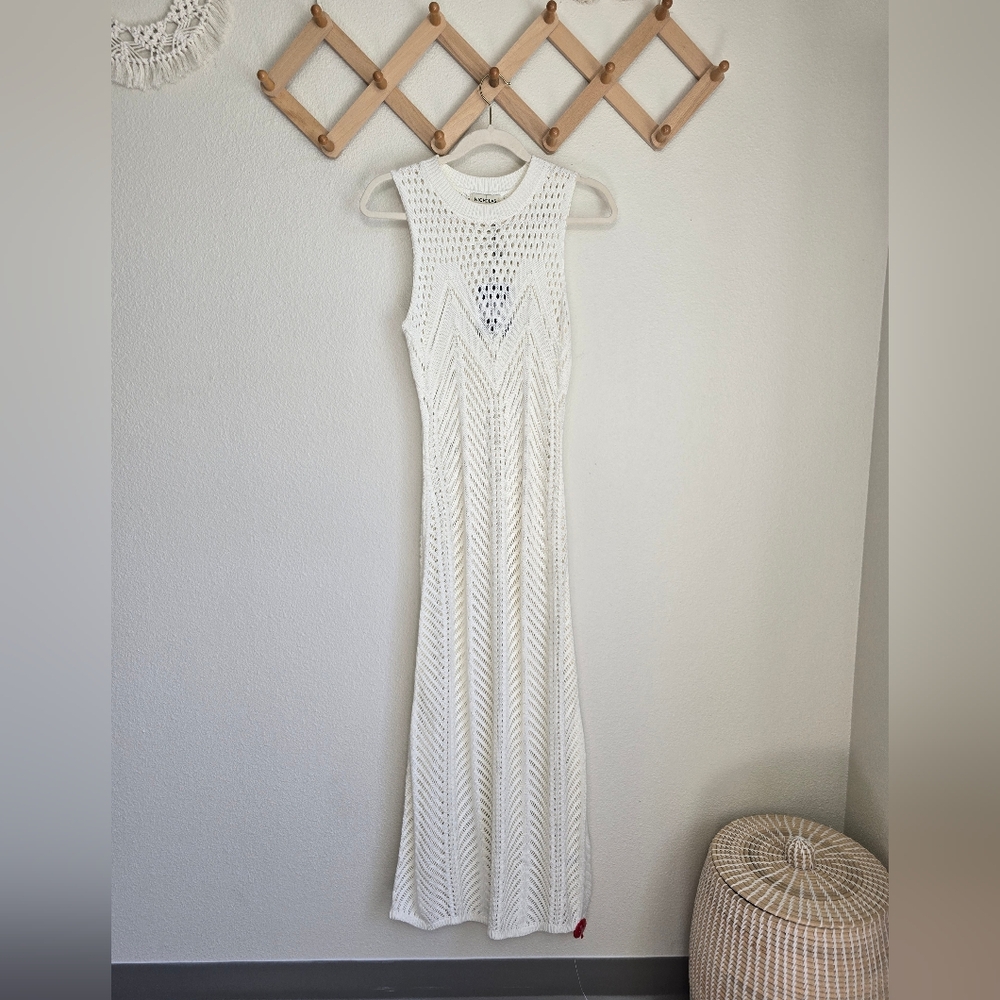 Nicholas Simmy Crochet Midi Dress in Ivory Sleeveless NWT Womens Small - Picture 2 of 11